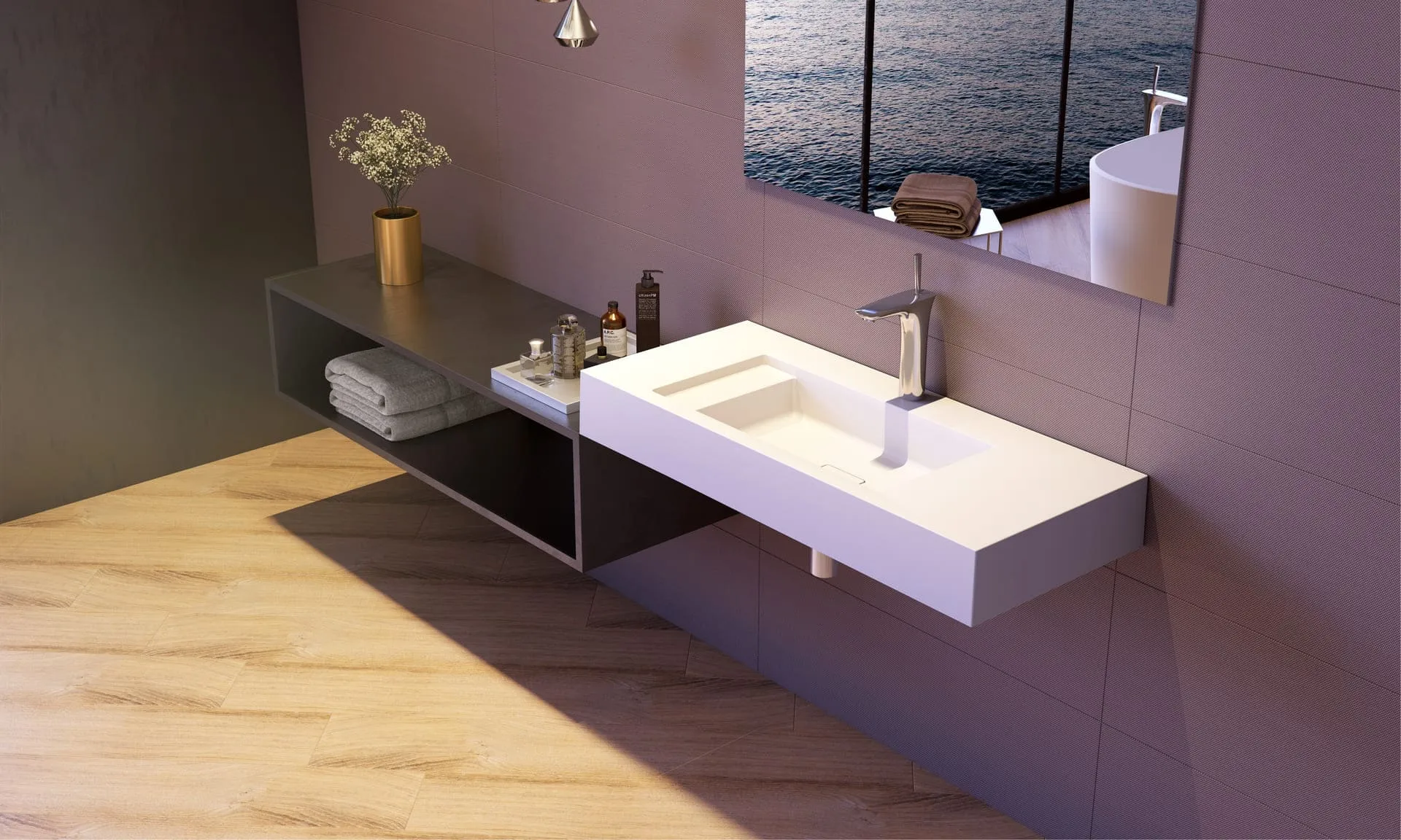 RODES 100 WASHBASIN – Countertop and Wall-Mounted